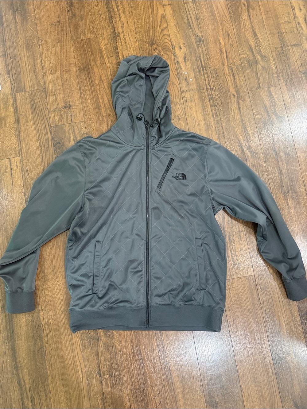 The North Face Men’s Dark Gray Quilted Lightweight Hoodie Jacket
